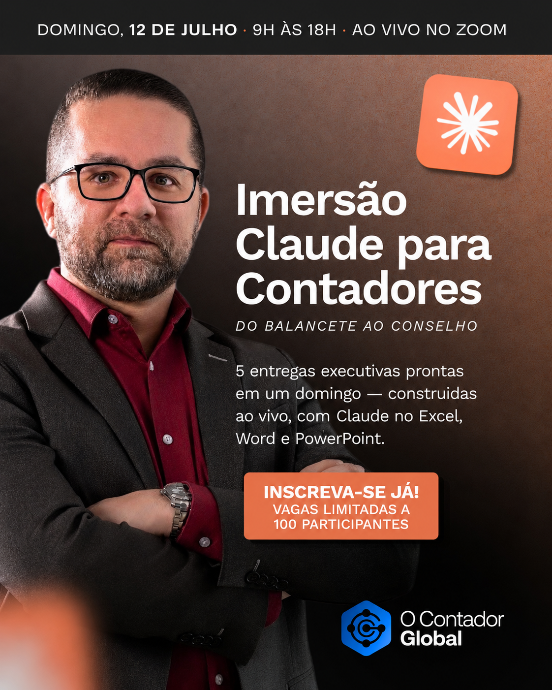 Pôster — Imersão Claude para Contadores · 12 de julho